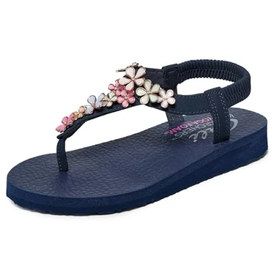 Abbildung von Skechers Meditation Zehentrenner, Damen, Größe: 38, Navy mitobuck/ rhinestone trim Schuhe