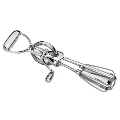 Abbildung von Küchenprofi Schneeschläger, L 31 cm, Rührgerät aus Edelstahl, Griff und Rad Kunststoff, Handmixer manuell ohne Strom, Schneebesen für Sahne Eischnee