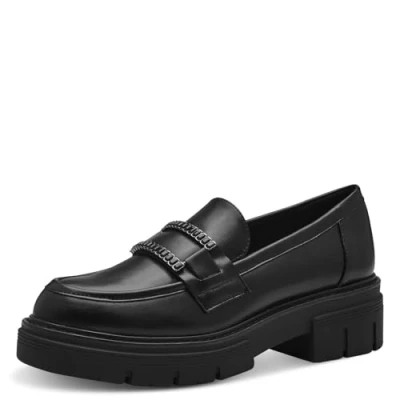 Abbildung von MARCO TOZZI Damen Loafer ohne Absatz Vegan mit Plateau, Schwarz (Black), 39 EU