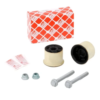 Abbildung von FEBI BILSTEIN 39228 Querlenkerlager mit Mutter, Schraubensatz Vorderachse links, hinten, rechts Gummi VOLKSWAGEN: Polo IV Hatchback