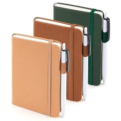 Abbildung von feela Notizbuch A6, 3 Stück Notizbücher Set, Journale Buch Bulk mit Gelstiften schwarz, 80 GSM, 112 Seiten, 8,89x13,97cm, Mini Notizblock Set geeignet für Büro und Schule, Notizheft Farben