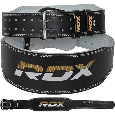 Abbildung von RDX Gewichthebergürtel Leder 4 und 6, 10 Verstellbar Löcher Trainingsgürtel Schnalle, Powerlifiting Fitness Krafttraining Gürtel Bodybuilding, Gepolstert Gym Weight Lifting Belt, Männer Damen