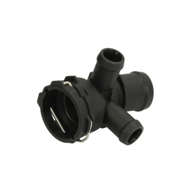 Abbildung von TOPRAN 117 163 Flansch Polyamid 6.6, GFK (Glasfaserverstärkter Kunststoff) Thermostat mit Dichtung Befestigungsbügel AUDI: A6 C6 Avant
