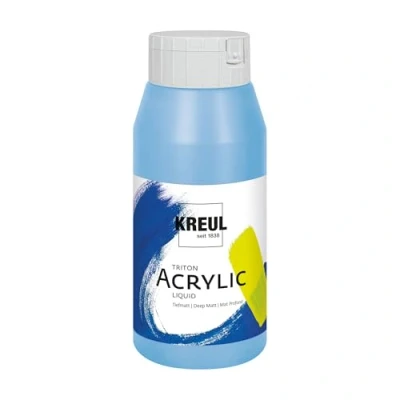 Abbildung von KREUL 17036 Solo Goya Triton Acrylfarbe lichtblau, 750 ml Flasche, schnell und matt trocknend, Farbe auf Wasserbasis, in Studioqualität, vielseitig einsetzbar, gut deckend ergiebig