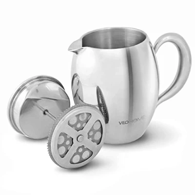 Abbildung von VeoHome French Press Kaffeebereiter Kaffeekanne unzerbrechlich und hält Ihren Kaffee dank der Doppelhülle lange warm (0.75 Liter)