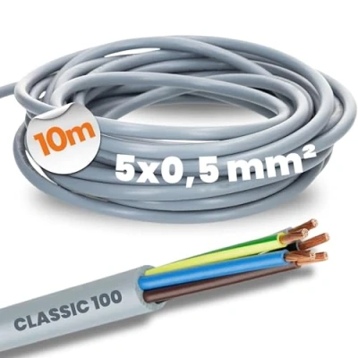 Abbildung von 10 Meter Lapp 00100034 Ölflex Classic 100 Steuerleitung 5x0,5 mm² mit grün gelben Schutzleiter 5G0,5 I 5 Adern Kabel Farbcodierte PVC Leitung adrig