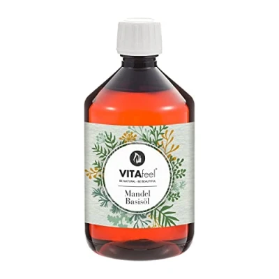 Abbildung von VitaFeel Mandel Basisöl, 1er Pack (1 x 500 ml) vegan, gentechnikfrei, ideal zur Haut und Haarpflege, für Aromatherapie &amp; als Basisöl Massageöle oder Naturkosmetik