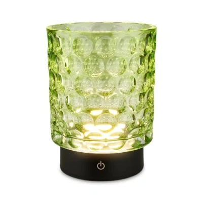 Abbildung von BRILONER LED Tischlampe kabellos IP44 mit Glaskorpus, Touchdimmbar in Stufen, Akku &amp; Lichtquelle tauschbar, Nachttischlampe, Dekolampe, Tischleuchte, Wohnzimmer, Kinderzimmer, 15x11 cm, Grün