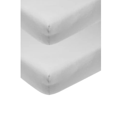Abbildung von Meyco Baby Uni Spannbettlaken 2er Pack für das Kinderbett (Bettlaken mit weicher Jersey Qualität, aus 100% Baumwolle, perfekte Passform durch Rundum Gummizug, atmungsaktiv, Maße: 60 x 120cm), Hellgrau