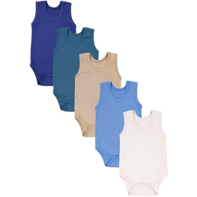 Abbildung von TupTam Baby Jungen Achselbody in Unifarben 5er Pack, Farbe: Beige Hellbeige Petrolgrün Jeansblau Dunkelblau, Größe: 128