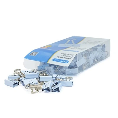 Abbildung von Rapesco 1424 19mm Lächeln Foldback Klammern, Hellblau, 80 Stück
