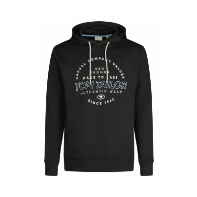 Abbildung von TOM TAILOR Hoodie Herren Regular Fit Kapuzenpullover Pullover Print Schwarz,Größe:XXL, Farbe:Almost Black (10916)