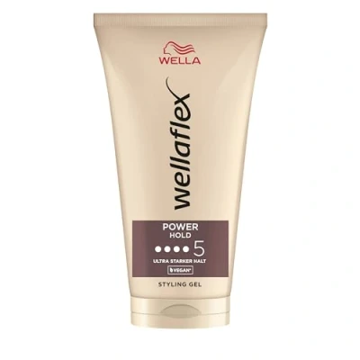 Abbildung von Wellaflex Power Hold Haargel für Frauen Bis zu 24 Std. anhaltender ultra starker Halt Sanft zur Kopfhaut, dermatologisch getestet Vegane Formel Frei von Silikonen Haltegrad 5 150ml