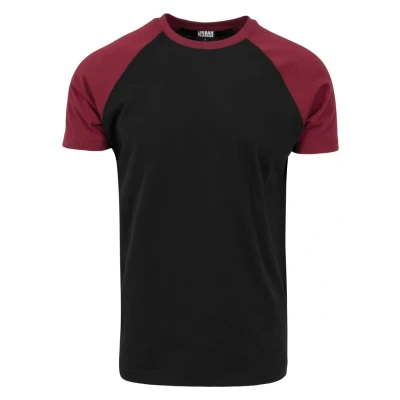 Abbildung von Urban Classics Raglan Contrast Tshirt print, Herren, Größe: XL, Black/burgundy