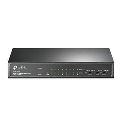 Abbildung von TP Link TL SF1009P 9 Port Fast Ethernet PoE Switch mit 8 PoE+ Ports(65 Watt, geschirmte RJ 45 Ports, 250m Übertragungsabdeckung im Extendmodus, Plug and Play Installation, lüfterlos) Schwarz