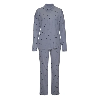 Abbildung von Vivance Pyjama, Damen, Größe: 32/34, Graublau gemustert