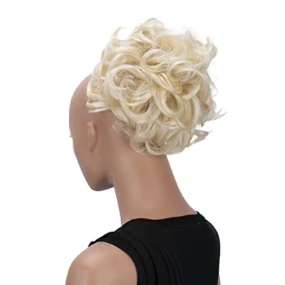 Abbildung von CAISHA Dutt Haarteil Zopf Haarknoten Hepburn Haargummi Hochsteckfrisuren DM15cm Gewellt Platinblond HK111