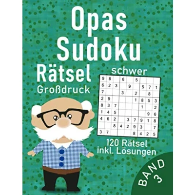Abbildung von Opas Sudoku Buch im Großdruck 120 schwere Rätsel: Schwieriges Rätselbuch für Großeltern Gehirntraining Senioren (Sudoku Opa)