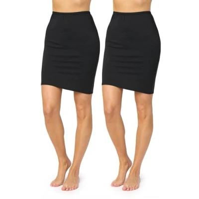 Abbildung von Merry Style Damen Unterrock Petticoat für Röcke MS10 204(2Pack Schwarz/Schwarz, XS)