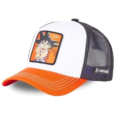 Abbildung von Cap Herren Dragon Ball, Tracker Kappe Herren, Goku , Perfekter Halt, Weiß/Lila/Orange, Einheitsgröße