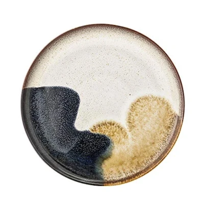 Abbildung von Bloomingville Teller Jules, naturfarben gelb braun blau, Keramik, 28 cm