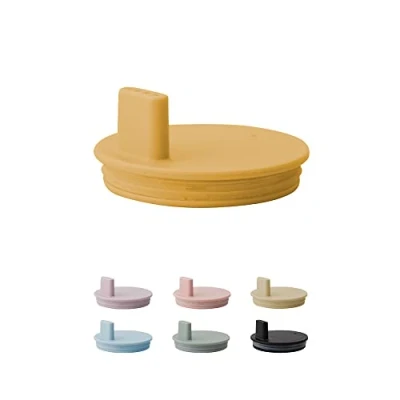 Abbildung von Design Letters Deckel für Baby und Kinder Persönliches Trinkglas in Tritan (Senffarben) BPA frei, BPS frei EA matt gefärbter mit Silikonring, spülmaschinenfest, 14 g