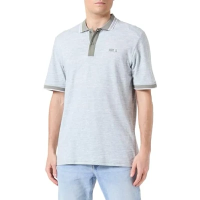 Abbildung von JACK &amp; JONES Herren Jcomelange Jersey Polo Ss Poloshirt, Navy Blazer/Detail:White Melange, M