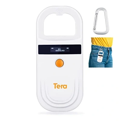 Abbildung von Tera Pet Microchip Reader Scanner with D Buckle, RFID Portable Animal Chip ID OLED Display Rechargeable Tag for Dog Cat Pig ISO 11784/11785, FDX B, EMID