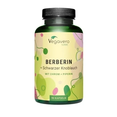 Abbildung von Berberin Kapseln 1000 mg HOCHDOSIERTES Extrakt 50:1 Chrom + Schwarzem Knoblauch Piperin Vegan &amp; Ohne Zusatzstoffe Laborgeprüft Deutsche Produktion von Vegavero®