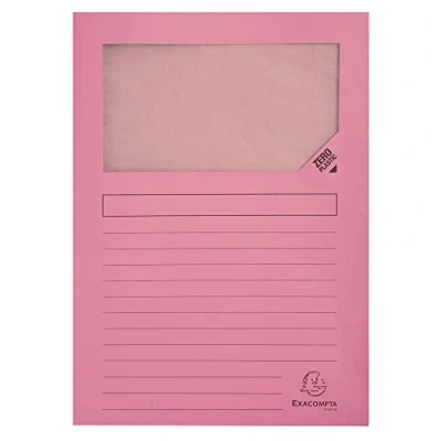 Abbildung von Exacompta 50156E 100er Pack Fenstermappen Super PEFC zertifiziert Karton 160g/m² praktisch und robust für DIN A4 rosa Dokumentenmappe Einschlagmappe