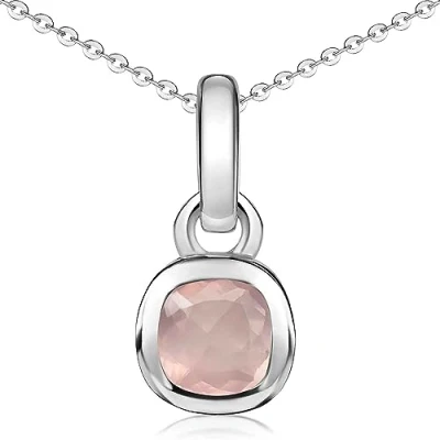 Abbildung von Materia Rosenquarz Kette Silber 925 Edelstein Anhänger KA 248 Rosa_K141