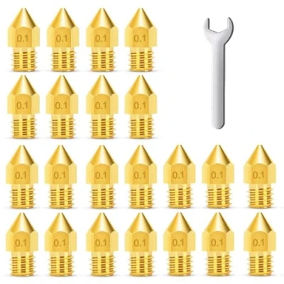 Abbildung von MMOBIEL 20 Stück Extruder für Druckerdüsen E3D, 0.1 mm, Messing, E3D V5 V6 3D Filament 1,75 inkl. Schraubenschlüssel