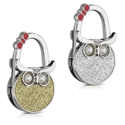 Abbildung von kwmobile 2X Tisch Handtaschenhalter Haken Faltbare Antirutsch Taschenhaken Halterung Handtaschen Eule Rot Gold Silber