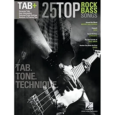 Abbildung von 25 Top Rock Bass Songs Tab: Noten, Songbook, Grifftabelle für Gitarre: Tab+ = Tab + Tone Technique