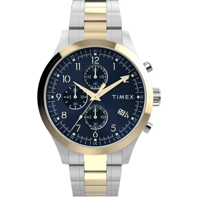 Abbildung von Timex MEN&#039;S Dress Twotone CASE AND Bracelet Chronograph goldcoloured/silvercoloured, Herren, Größe: One Size, Gold coloured/silver coloured
