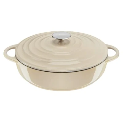 Abbildung von Tefal E25972 LOV Servierpfanne 28 cm wiedergewonnenes Gusseisen optimale Wärmespeicherung für alle Herdarten induktionsgeeignet backofengeeignet bis 250C spülmaschinenfest Beige