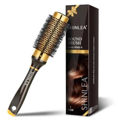 Abbildung von Rundbürste zum Föhnen SHINLEA Haarbürste Ohne Ziepen Bürste für Locken for Damen, 33 MM Klein Rund aus Aluminium, Profi Feines Haar Stylen, und Glätten