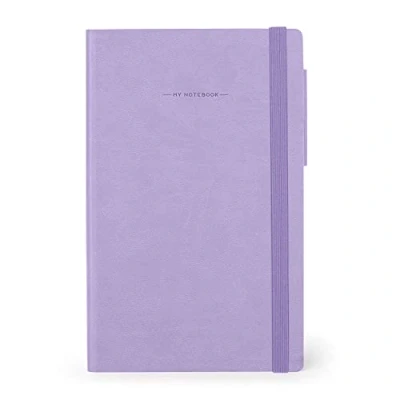 Abbildung von Legami Notizbuch, liniert, Medium, 192 Seiten, Einband aus weichem PU, FSC® zertifiziertem Papier, elfenbeinfarbenes Papier 90 g/m², Monatsplaner, Adressbuch, Lesezeichen, 13 x 21 cm, Farbe Lavender