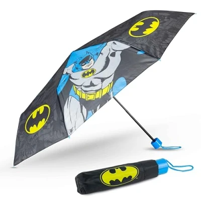 Abbildung von BONNYCO Regenschirm Kinder Batman Sturmfest mit Verstärkter Struktur − Klappschirm für Tasche, Rucksack oder Reise Klein Junge Mädchen Geschenke