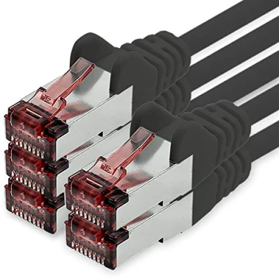 Abbildung von Netzwerkkabel Cat.6 1m schwarz 5 x Ethernetkabel Lankabel Cat6 Lan Netzwerk Kabel Sftp Pimf Patchkabel 1000 Mbit s