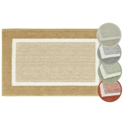 Abbildung von andiamo Badematte rutschfest Maui Badezimmerteppich weich und flauschig Duschvorleger für Badezimmer Badteppich waschbar 60 x 100 cm Taupe