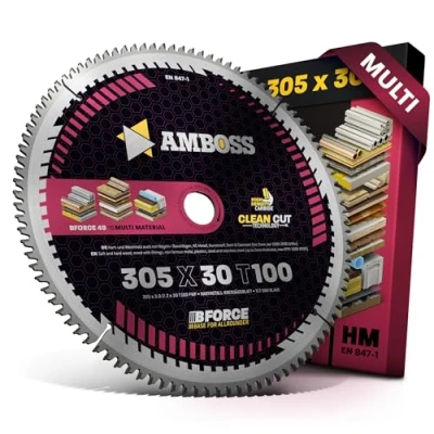 Abbildung von Kreissägeblatt 305x30 Z100 FWF Amboss Werkzeuge ideal für Multi Feinschnitt Kompatibel mit/Ersatz Bosch: GCM12. GTM12.GCM 18V 305 GDC Elu: PS374. EMS705 Metabo: KS304. KS305. uvm.
