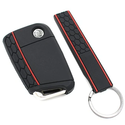 Abbildung von Schlüssel Hülle + Keytag VB für 3 Tasten Auto Silikon Cover von Finest Folia (Schwarz)