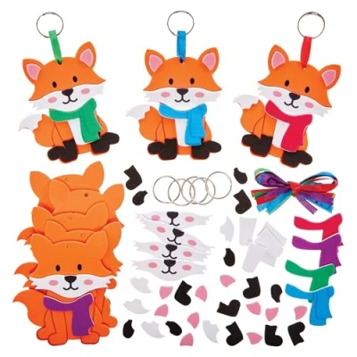 Abbildung von Baker Ross FX893 Fuchs Schlüsselring und Taschenschmuck Sets Packung mit 8, Herstellung Kunsthandwerk für Kinder