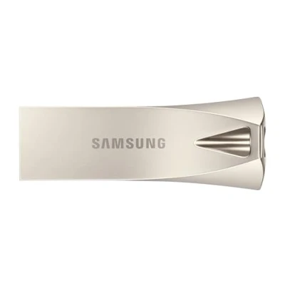 Abbildung von Samsung BAR Plus USB Stick Typ A, 64 GB, 200 MB/s Lesen, 30 Schreiben, Widerstandsfähiger 3.1 Speicherstick mit Schlüsselring, Champagne Silver, MUF 64BE3/APC