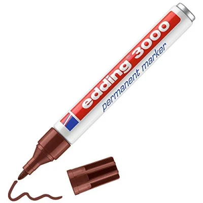 Abbildung von edding 3000 Permanentmarker braun 10 Stifte Rund Spitze 1,5 3 mm schnell trocknender Permanent Marker wasserfest, wischfest für Karton, Kunststoff, Holz, Metall Universalmarker