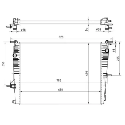 Abbildung von VALEO 735184 Kühler, Motorkühlung Aluminium 652 489 18 ohne Kühlmittelregler Kühlrippen mechanisch gefügt RENAULT: MEGANE 3 Grandtour