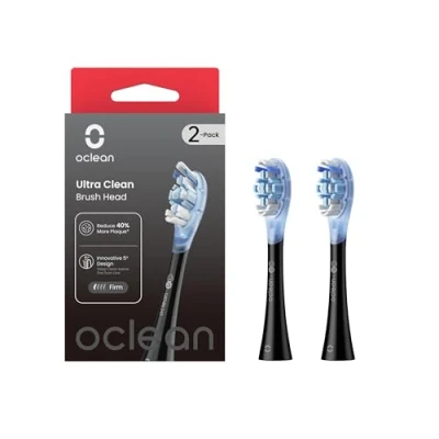 Abbildung von Oclean Ultra Clean Bürstenkopf 2 Pack, Weicher Gummi Ersatzbürstenkopf mit DuPont Borsten für elektrische Zahnbürste, Aufsteckzahnbürsten Zungenreiniger geeignet Schallzahnbürste