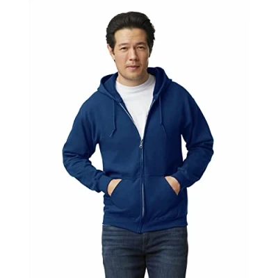 Abbildung von Gildan Unisex Kapuzensweatshirt aus Fleece mit Reißverschluss, Stil G18600 T Shirt, Marineblau, XXL