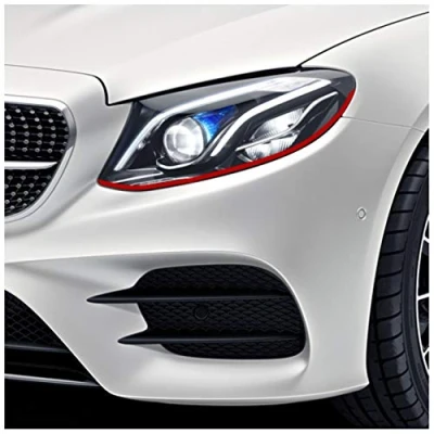 Abbildung von Devil Eye® Scheinwerferfolie rot Zierstreifen Dekor Dekorleiste Folie Flexibel für Scheinwerfer Kfz Auto Zubehör Selbstklebend KX004 (Kompatibel mit Mercedes E Klasse ab 2016)